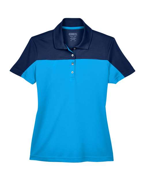 CORE365 CE101W - Women's Balance Colorblock Performance Pique Polo - Electric Blue/ Classic Navy
