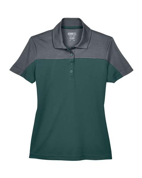 CORE365 CE101W - Women's Balance Colorblock Performance Pique Polo - Forest/ Carbon