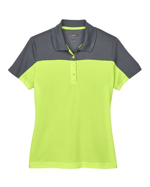 CORE365 CE101W - Women's Balance Colorblock Performance Pique Polo - Safety Yellow/ Carbon