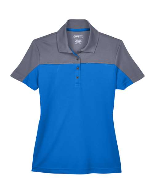 CORE365 CE101W - Women's Balance Colorblock Performance Pique Polo - True Royal/ Carbon