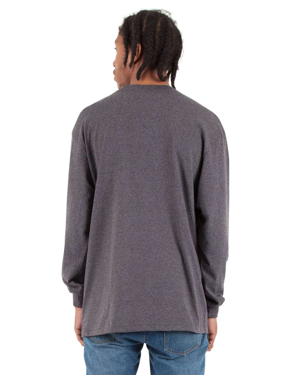 Shaka Wear SHMHLST - Unisex Tall Max Heavyweight Long Sleeve Tee - Charcoal Grey Heather