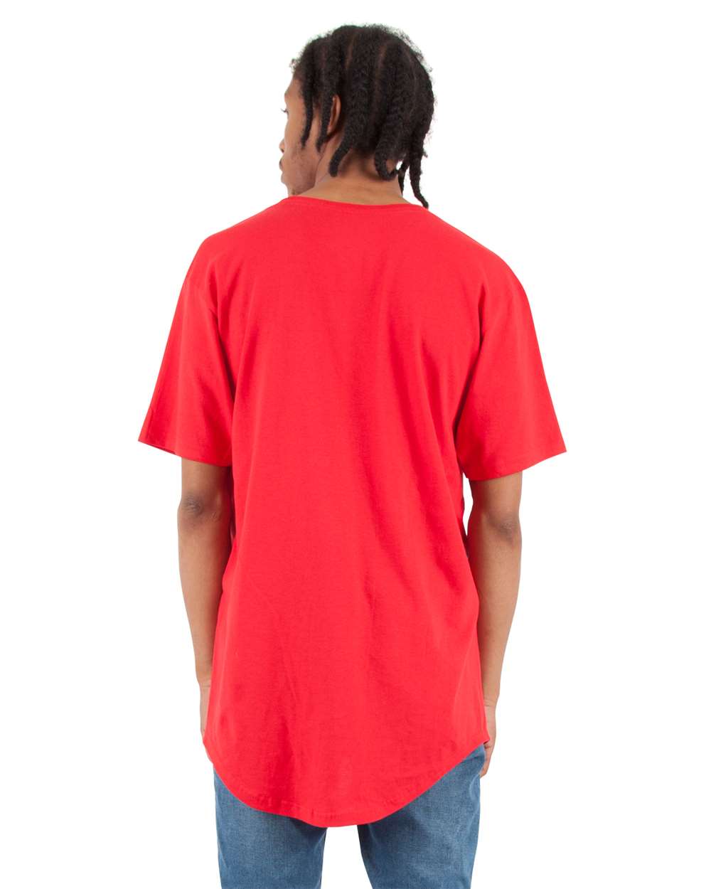 Shaka Wear SHCLT - Unisex Curved Hem Long Tee - Red