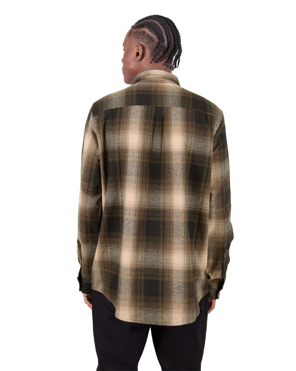 Shaka Wear SHHFS - Unisex Plaid Flannel Overshirt - Brown/ Black