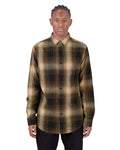 Shaka Wear SHHFS - Unisex Plaid Flannel Overshirt - Brown/ Black