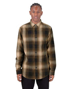 Shaka Wear SHHFS - Unisex Plaid Flannel Overshirt - Brown/ Black