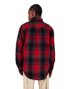 Shaka Wear SHHFS - Unisex Plaid Flannel Overshirt - Red/ Black