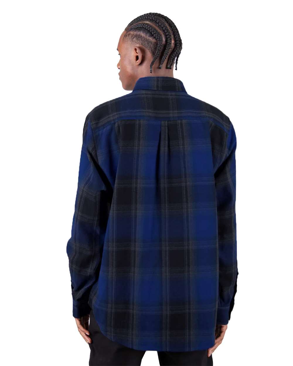 Shaka Wear SHHFS - Unisex Plaid Flannel Overshirt - Royal/ Black