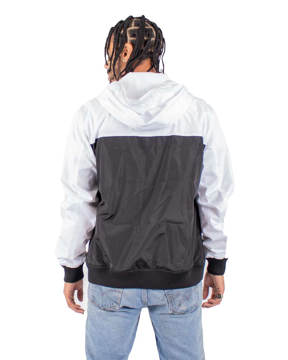 Shaka Wear SHWBJ - Unisex Windbreaker Jacket - White/ Black