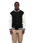 Shaka Wear SHLLJ - Unisex Letterman Jacket - Black/ White
