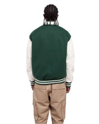 Shaka Wear SHLLJ - Unisex Letterman Jacket - Hunter Green/ White