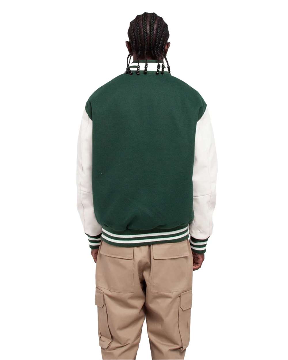 Shaka Wear SHLLJ - Unisex Letterman Jacket - Hunter Green/ White