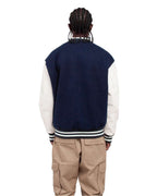 Shaka Wear SHLLJ - Unisex Letterman Jacket - Navy/ White