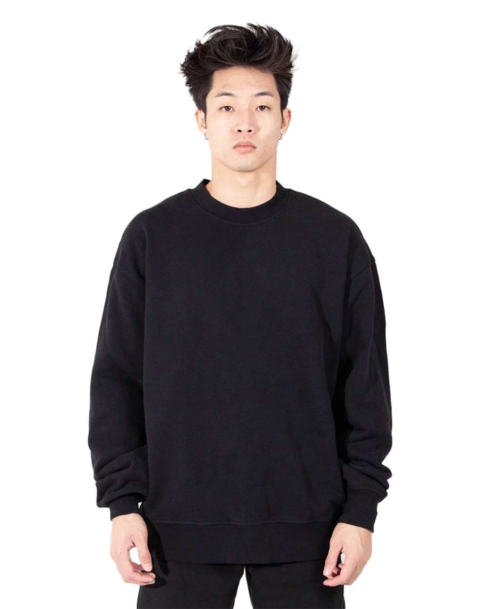 Shaka Wear SHGFC - Unisex Los Angeles Garment-Dyed Crewneck Sweatshirt - Black
