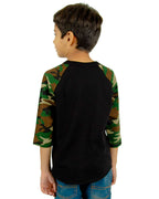 Shaka Wear SHRAGCY - Youth Camo Raglan Tee - Black/ Camo Green