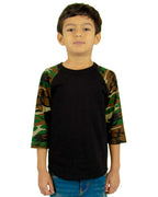 Shaka Wear SHRAGCY - Youth Camo Raglan Tee - Black/ Camo Green