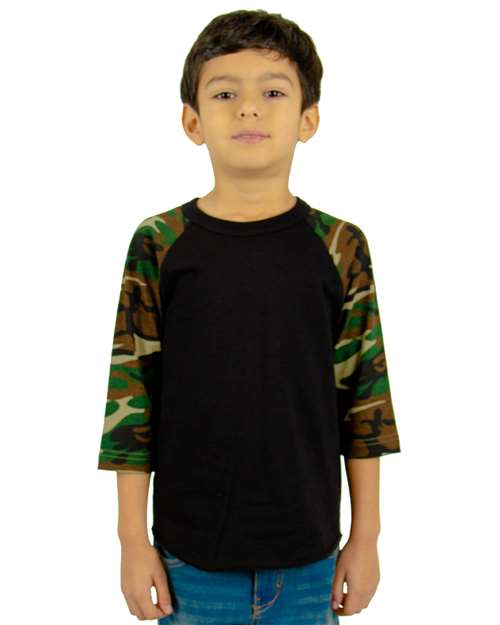 Shaka Wear SHRAGCY - Youth Camo Raglan Tee