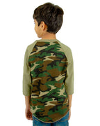 Shaka Wear SHRAGCY - Youth Camo Raglan Tee - Camo Green/ Olive