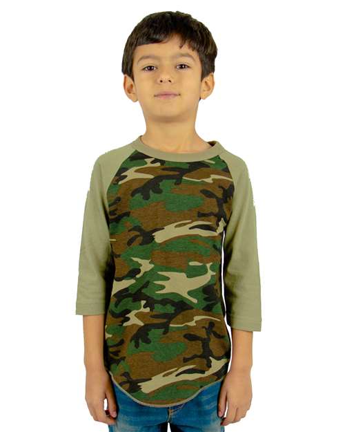Shaka Wear SHRAGCY - Youth Camo Raglan Tee