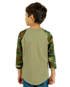 Shaka Wear SHRAGCY - Youth Camo Raglan Tee - Olive/ Camo Green