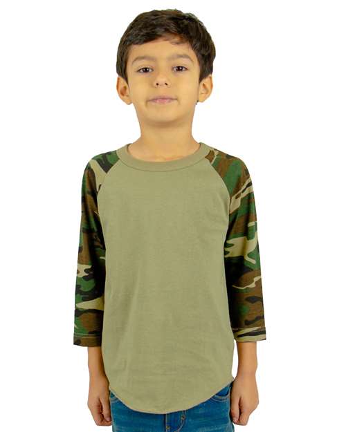 Shaka Wear SHRAGCY - Youth Camo Raglan Tee