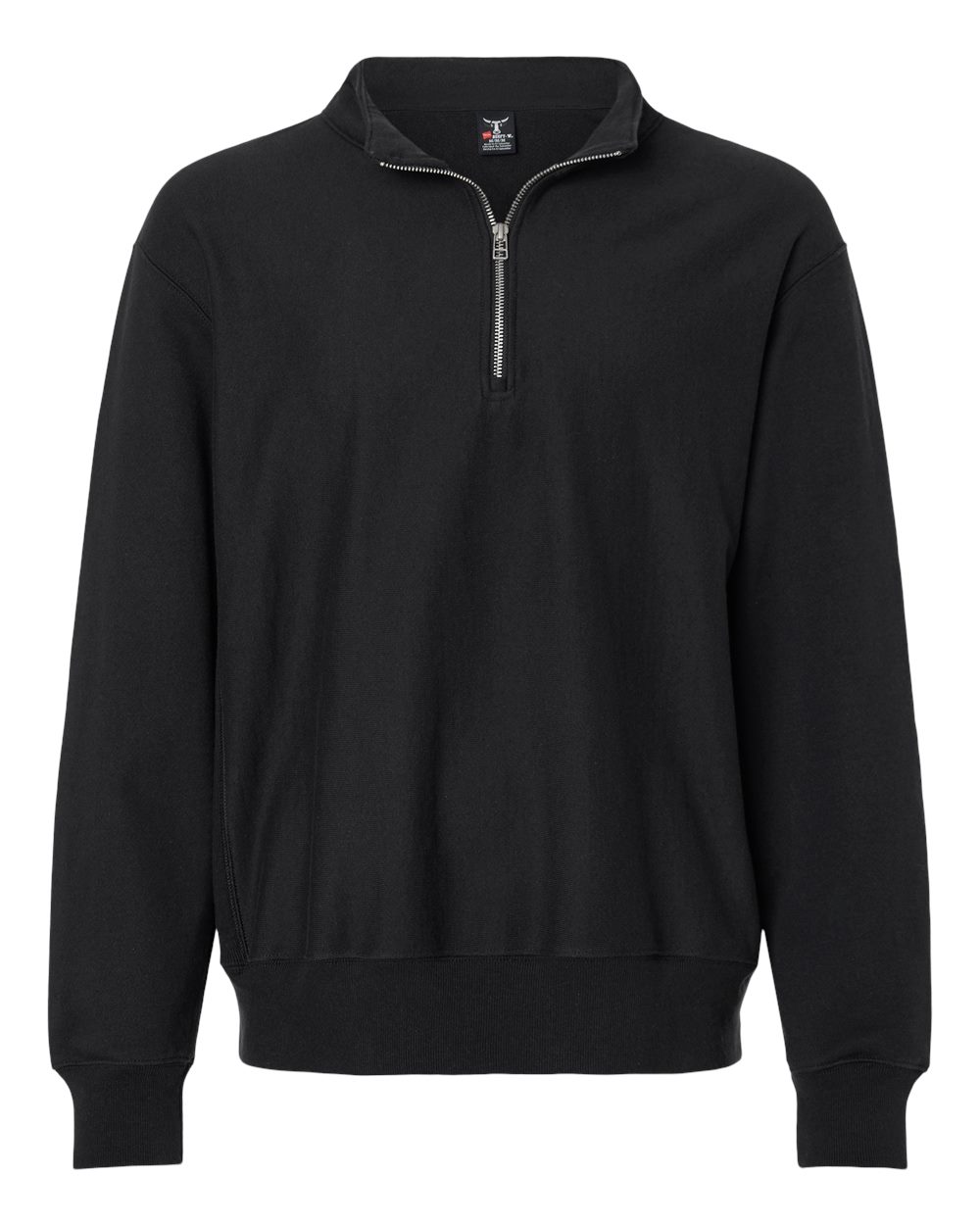 Hanes OG900 - Men's Beefy® Sweats Premium Heavyweight Quarter-Zip Sweatshirt — Black (flat)