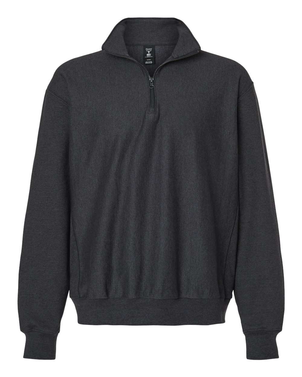 Hanes OG900 - Men's Beefy® Sweats Premium Heavyweight Quarter-Zip Sweatshirt — Charcoal Heather (flat)