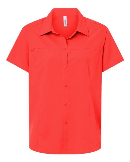 CORE365 CE520W - Women's UltraUVP Shoreline Short Sleeve Staff Shirt - Marina Red