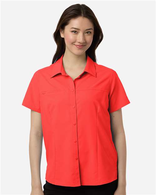 CORE365 CE520W - Women's UltraUVP Shoreline Short Sleeve Staff Shirt - Marina Red