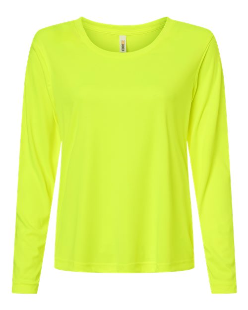 CORE365 CE10LW - Women's Capital Performance Long Sleeve T-Shirt - Safety Yellow
