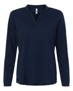 CORE365 CE108LW — Women's Nova Performance Long Sleeve Pique Polo — Classic Navy (flat)