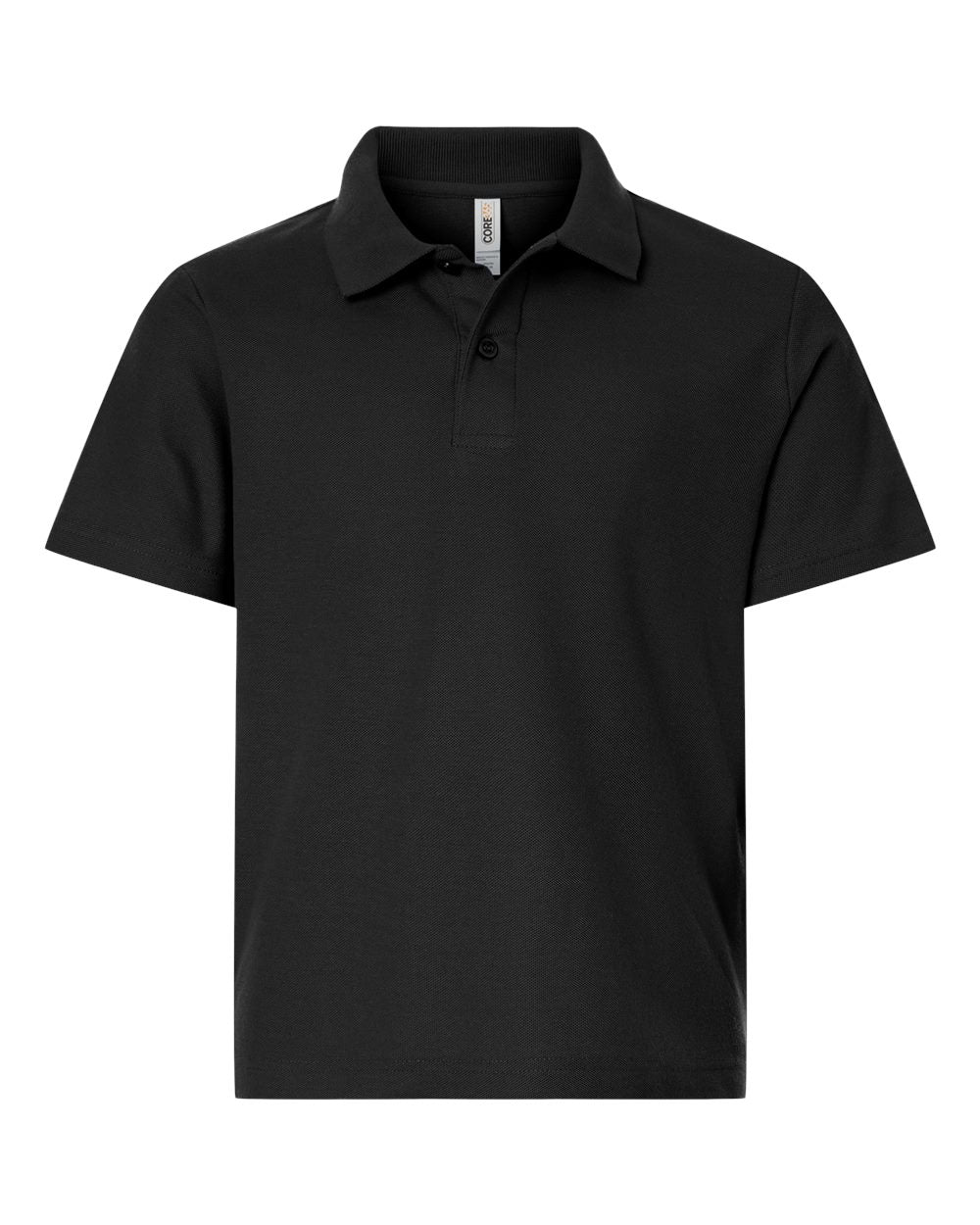 CORE365 CE106Y — Youth Resolve CVC Performance Pique Polo — Black (flat)