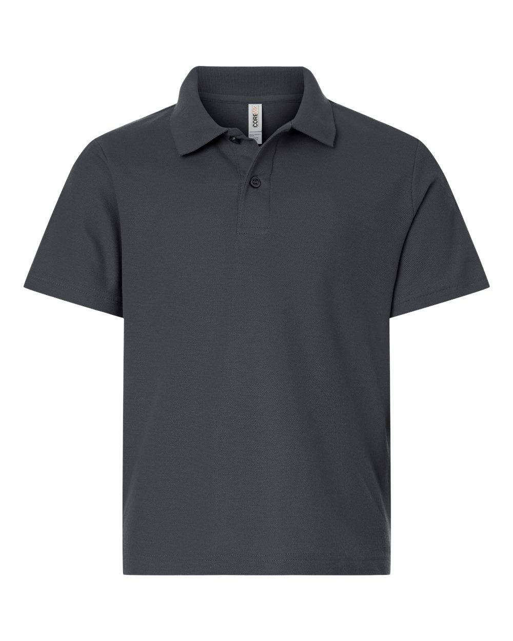 CORE365 CE106Y — Youth Resolve CVC Performance Pique Polo — Carbon (flat)