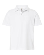 CORE365 CE106Y — Youth Resolve CVC Performance Pique Polo — White (flat)