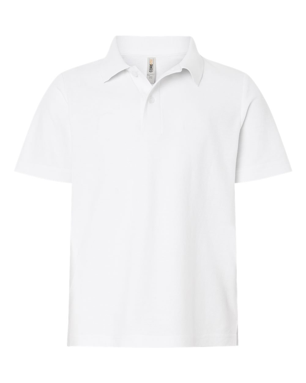 CORE365 CE106Y — Youth Resolve CVC Performance Pique Polo — White (flat)