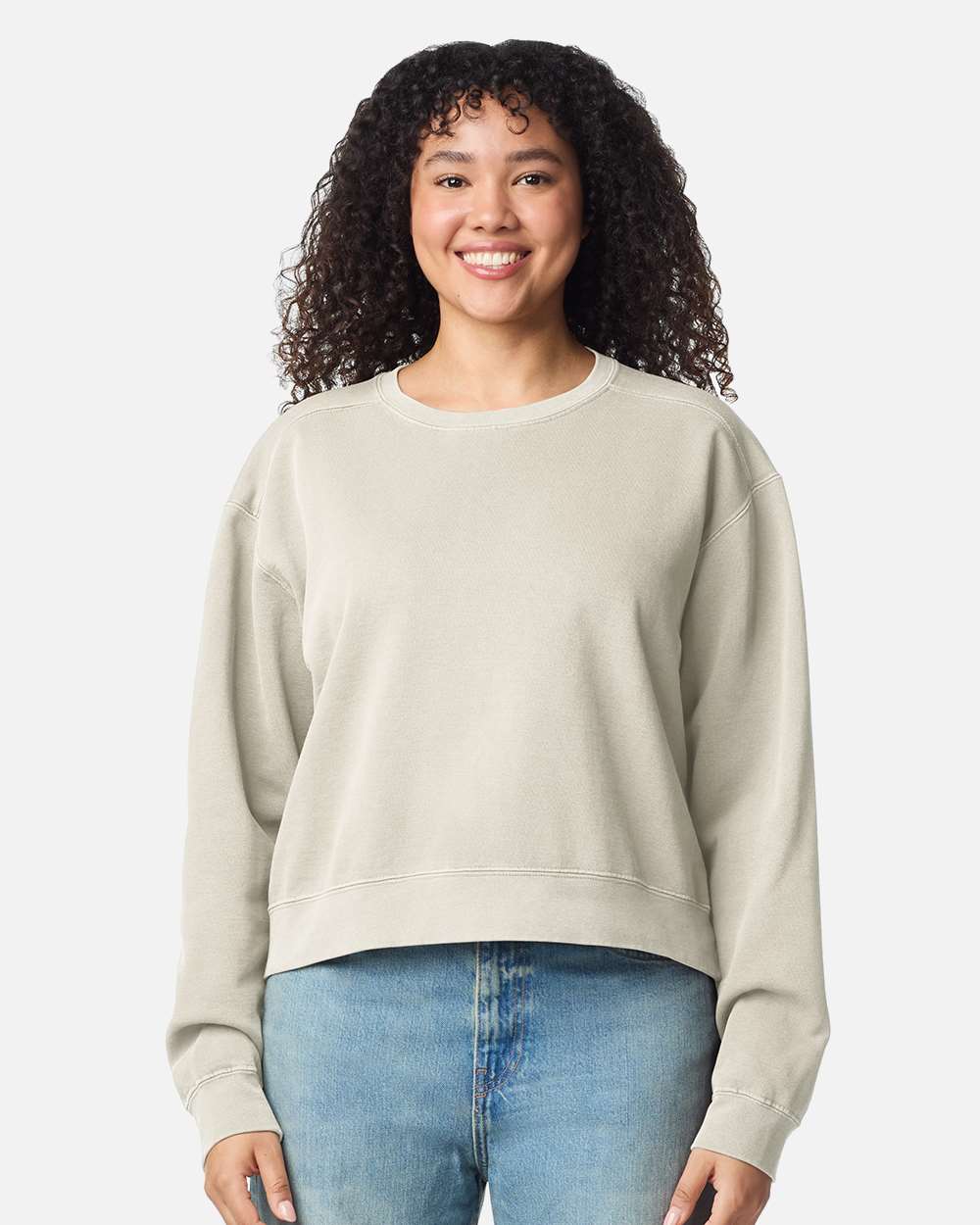 Comfort Colors 1566L — Women's Garment-Dyed Mid-Length Crewneck Sweatshirt — Ivory