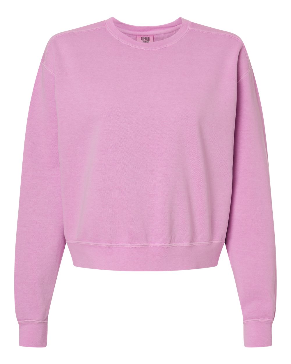 Comfort Colors 1566L — Women's Garment-Dyed Mid-Length Crewneck Sweatshirt — Rose Quartz (flat)