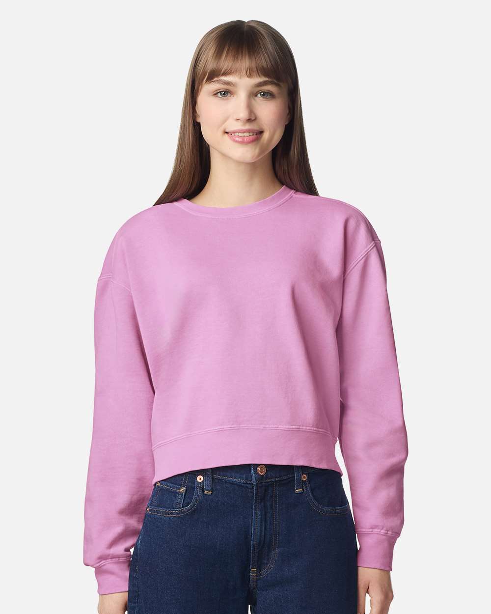 Comfort Colors 1566L — Women's Garment-Dyed Mid-Length Crewneck Sweatshirt — Rose Quartz
