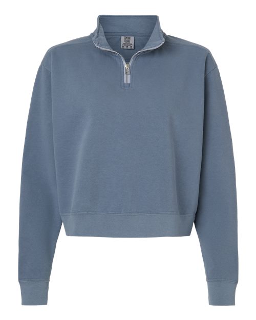 Comfort Colors 1580L — Women's Garment-Dyed Mid-Length Quarter-Zip Sweatshirt - Blue Jean