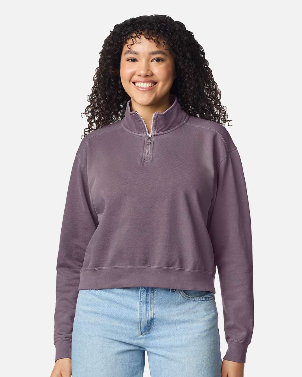 Comfort Colors 1580L — Women's Garment-Dyed Mid-Length Quarter-Zip Sweatshirt — Dusk