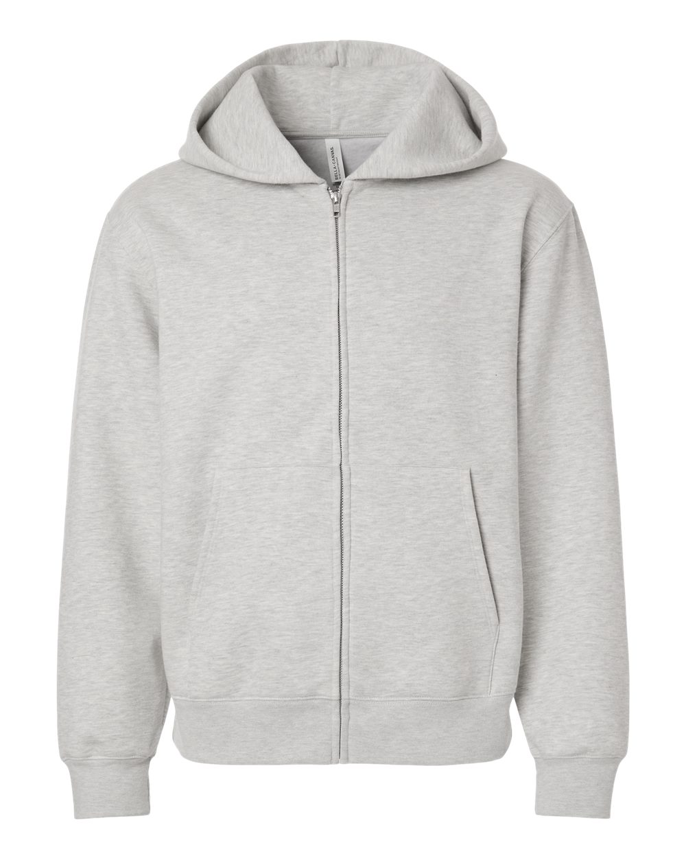 BELLA + CANVAS 4739 — Unisex 10 oz Full-Zip Hoodie Sweatshirt — Vintage Heather Grey (flat)