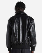 Shaka Wear SHPVB - Unisex PU Leather Collared Varsity Jacket - Black