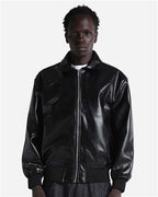 Shaka Wear SHPVB - Unisex PU Leather Collared Varsity Jacket