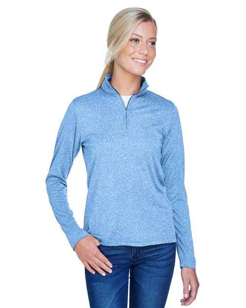 UltraClub 8618W - Women's Cool & Dry Heathered Performance Quarter-Zip Pullover