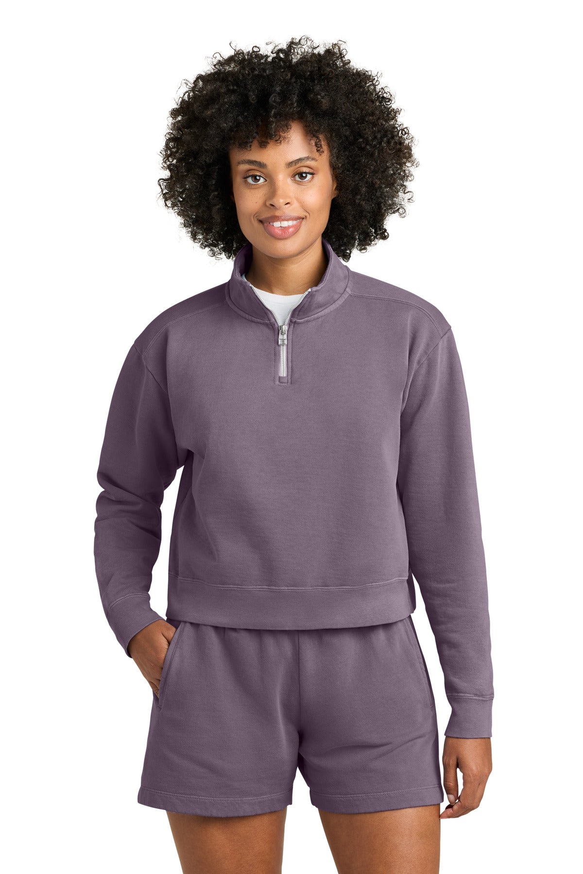 Comfort Colors 1580L — Women's Garment-Dyed Mid-Length Quarter-Zip Sweatshirt - Dusk