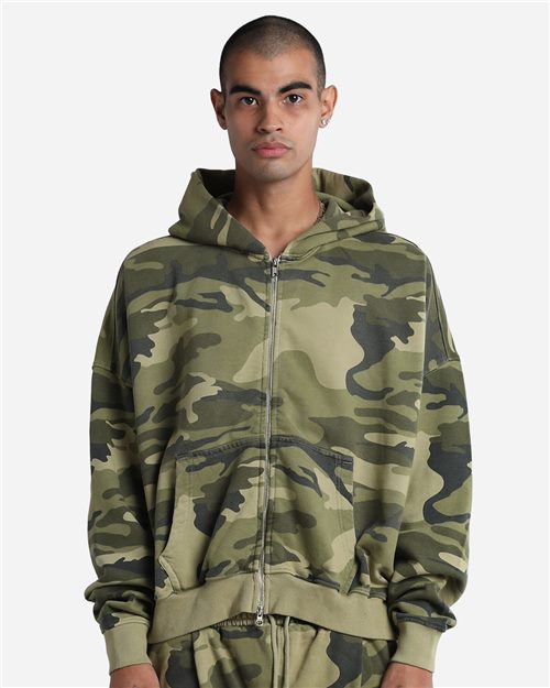 Shaka Wear SHGCZ - Unisex Garment-Dyed Cropped Full-Zip Hoodie Sweatshirt