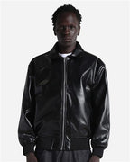 Shaka Wear SHPVB - Unisex PU Leather Collared Varsity Jacket