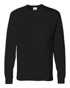 Hanes 5596 - Men's Authentic Long Sleeve Pocket T-Shirt — Black (flat)