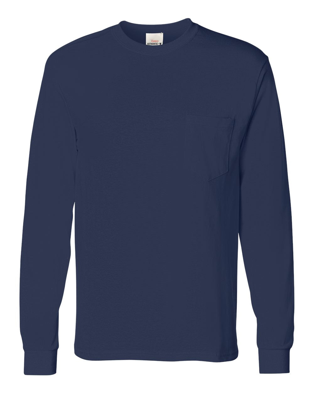 Hanes 5596 - Men's Authentic Long Sleeve Pocket T-Shirt — Navy (flat)