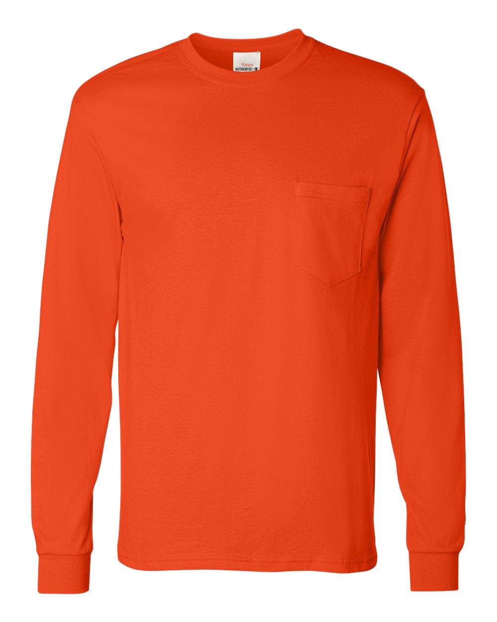 Hanes 5596 - Men's Authentic Long Sleeve Pocket T-Shirt — Orange (flat)