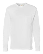 Hanes 5596 - Men's Authentic Long Sleeve Pocket T-Shirt — White (flat)
